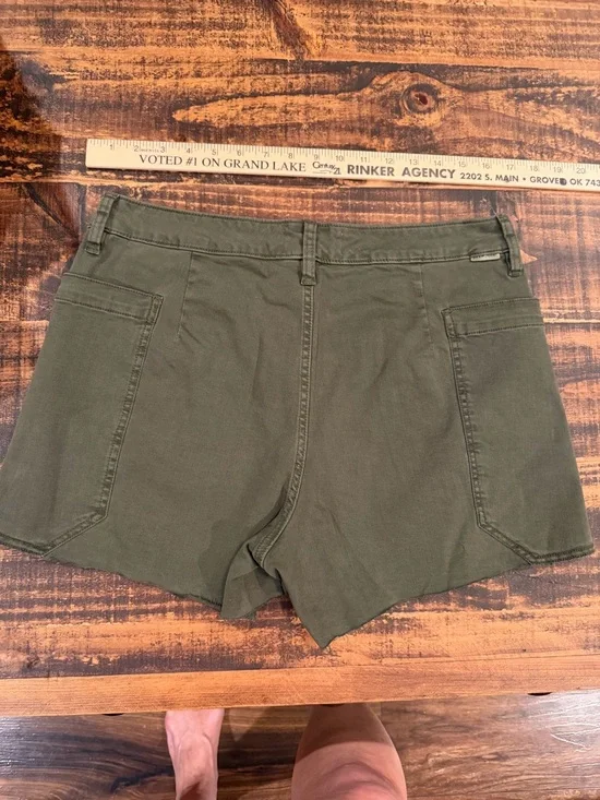 Dear John Olive Green Jean Shorts with Front Patch Pockets - Picture 6 of 6
